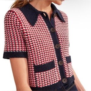 NWOT Boden Short Sleeve Geo Cardigan/top